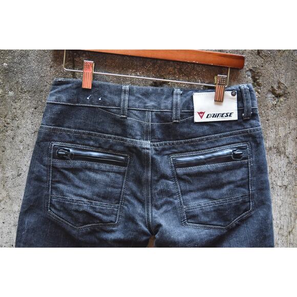 Dainese Slim Fit Motorcycle Denim Jeans Black/Charcoal Protective Riding Pants - Picture 3 of 4